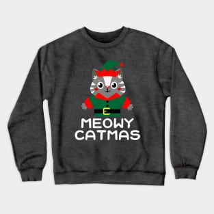 Meowy Catmas Cute Kawaii Cat Christmas Elf Santa's Little Helper Crewneck Sweatshirt